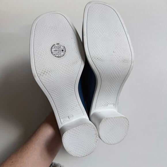 Camper Colorblock Navy Blue Leather Slip-On Meda Clog Mules Size 38/7.5 - Picture 9 of 9